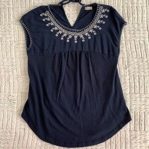 Hollister Navy Embroidered Women's Top